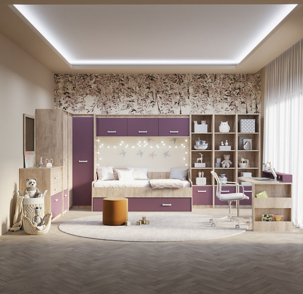 HYPE Rooms Hängeschrank der Serie KINDER 206x42x50 cm in Premium Eiche/beige