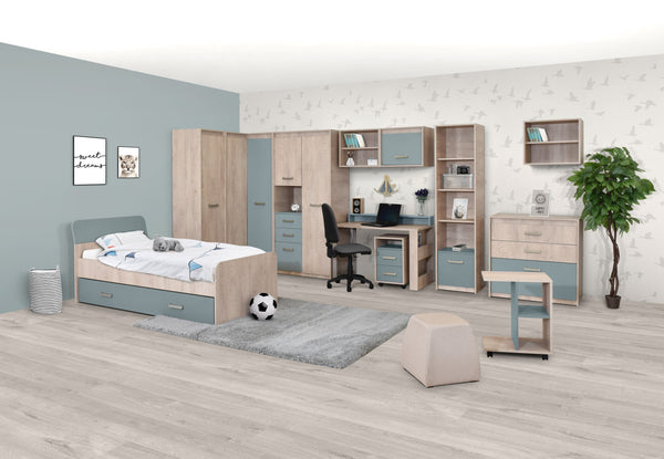 HYPE Rooms Kinderbett mit Bettkasten der Serie KINDER 120 x 200 cm in Premium Eiche/beige