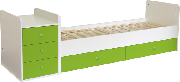 Polini Kids Kombi-Kinderbett Simple 1100 mit Kommode weiß-grün,1227.6