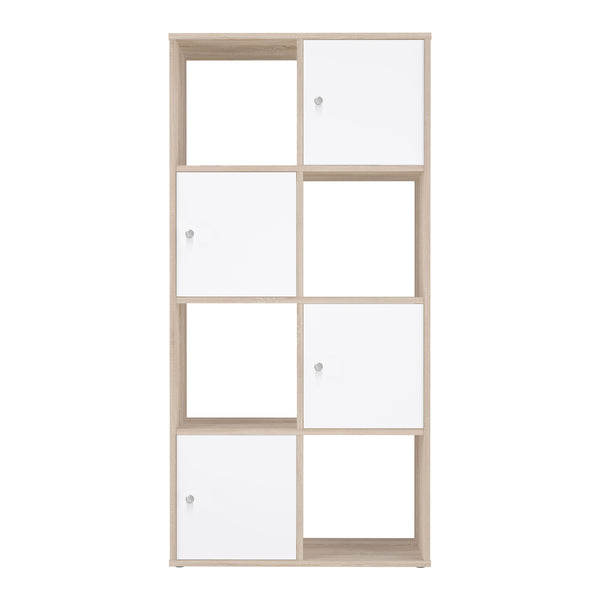 Polini Home Stufenregal Raumteiler Eiche-weiß 8 Fächer 4 Türen, 00201