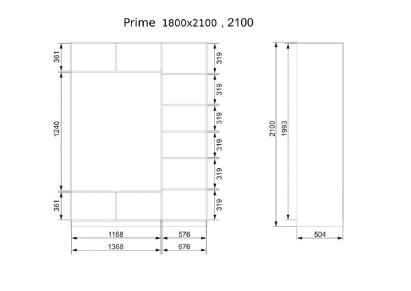 Prime 3000 Schwebetürenschrank weiß 210x210 cm, 00799