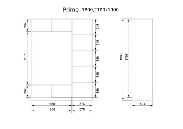 Prime 3030 Schwebetürenschrank mit kompletter Glasfront 210x190 cm,01130