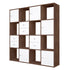 Polini Raumteiler 16 Fächer braun mit weißen Türen und Schubladen, 01482