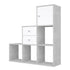 Polini Home Raumteiler grau-weiß 6 Fächer mit Tür und Schubladen, 01512