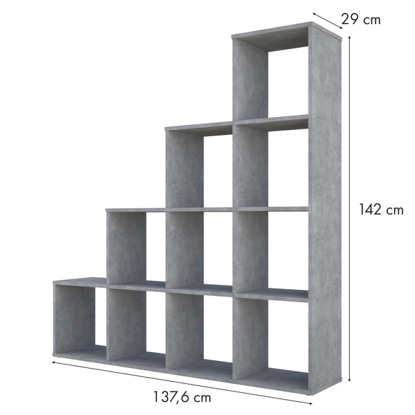 Polini Home Raumteiler Grau 10 Fächer mit Türen und Schubladen, 01673