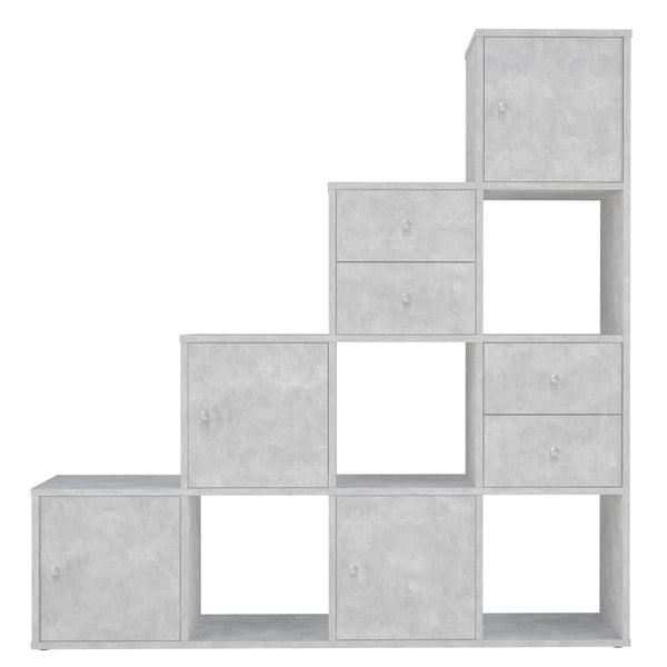 Polini Home Raumteiler Grau 10 Fächer mit Türen und Schubladen, 01673