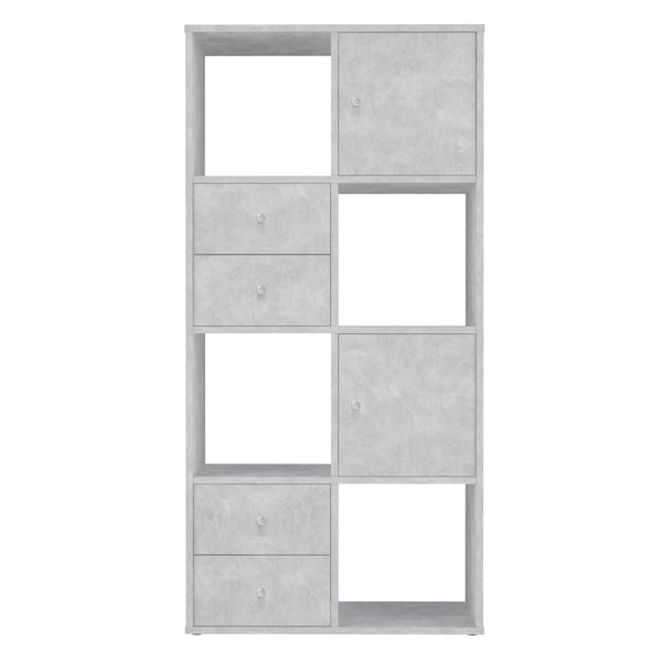 Polini Raumteiler Standregal 8 Fächer m. Türen & Schubladen grau, 01727
