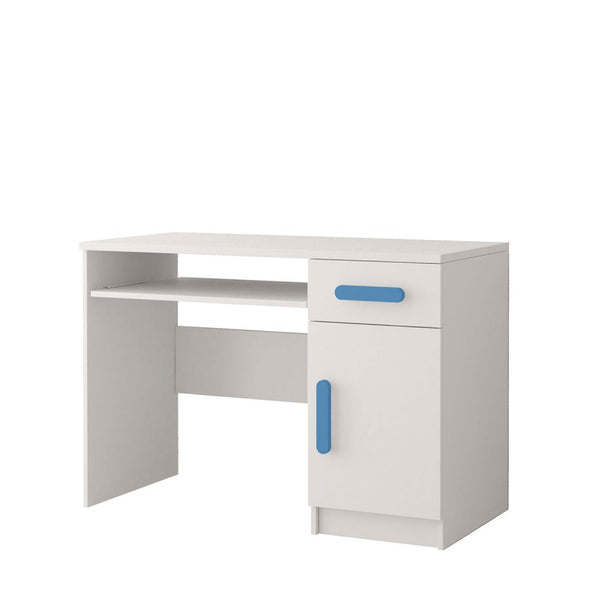 Jugendmöbel Set Colour 4-teilig in Weiß-blau mit Schreibtisch Schrankregal Kommode und Wandregal von Polini Home
