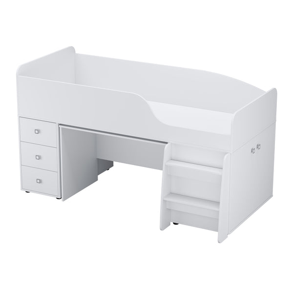 Polini Kids Etagenbett Stockbett Hochbett mit Schreibtisch Kommode Kleiderschrank in Weiß