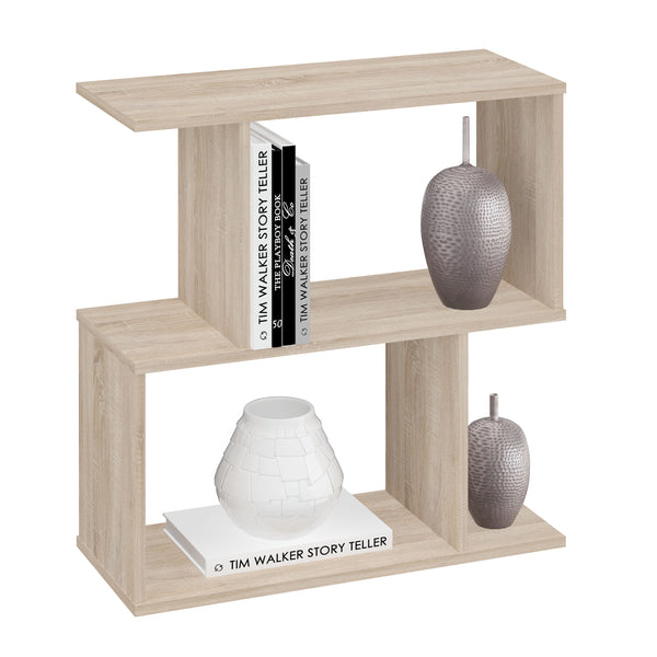 Polini Smart Standregal Bücherregal in S-Form 2 Fach 71,8x69,8x29 cm Eiche