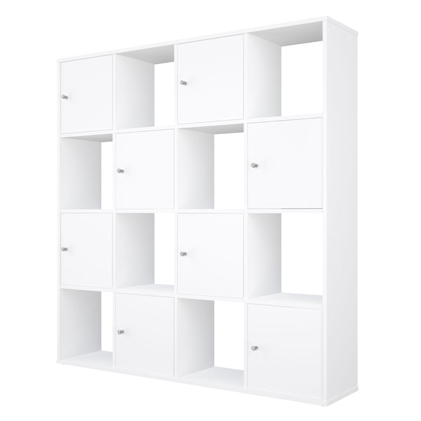 Polini Bücherregal Raumteiler Weiß16 Fächer 8 Türen, 02113