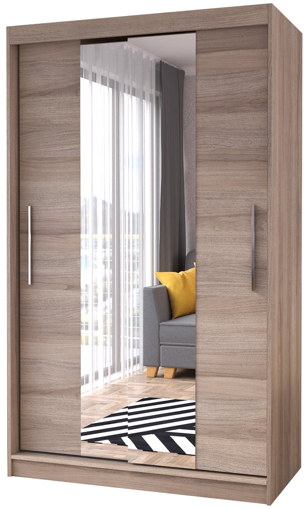 Schwebetürenschrank Prime Comfort 120x200 Spiegel mittig Eichenholzoptik von Polini Home